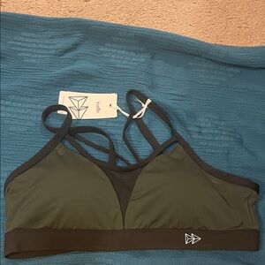 Yvette Olive Sports Bra with Strappy Back